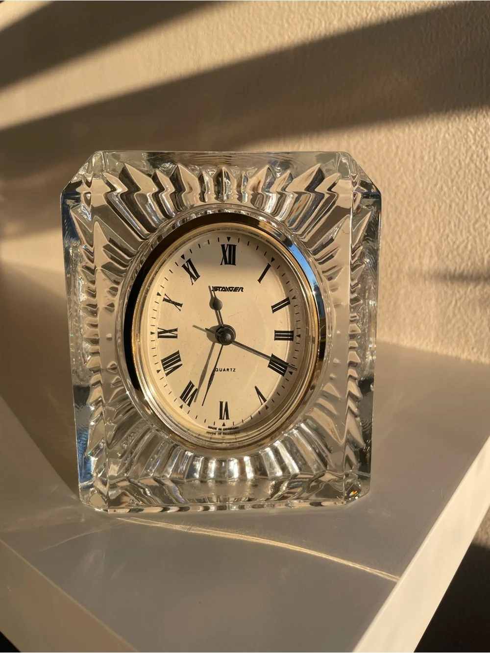 Vintage Staiger Lead Crystal Quartz Table Clock